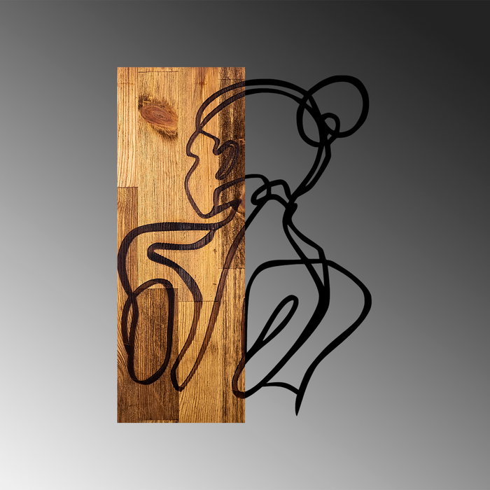Wallity Woman Body - Escultura de pared en Negro y Nogal Claro
